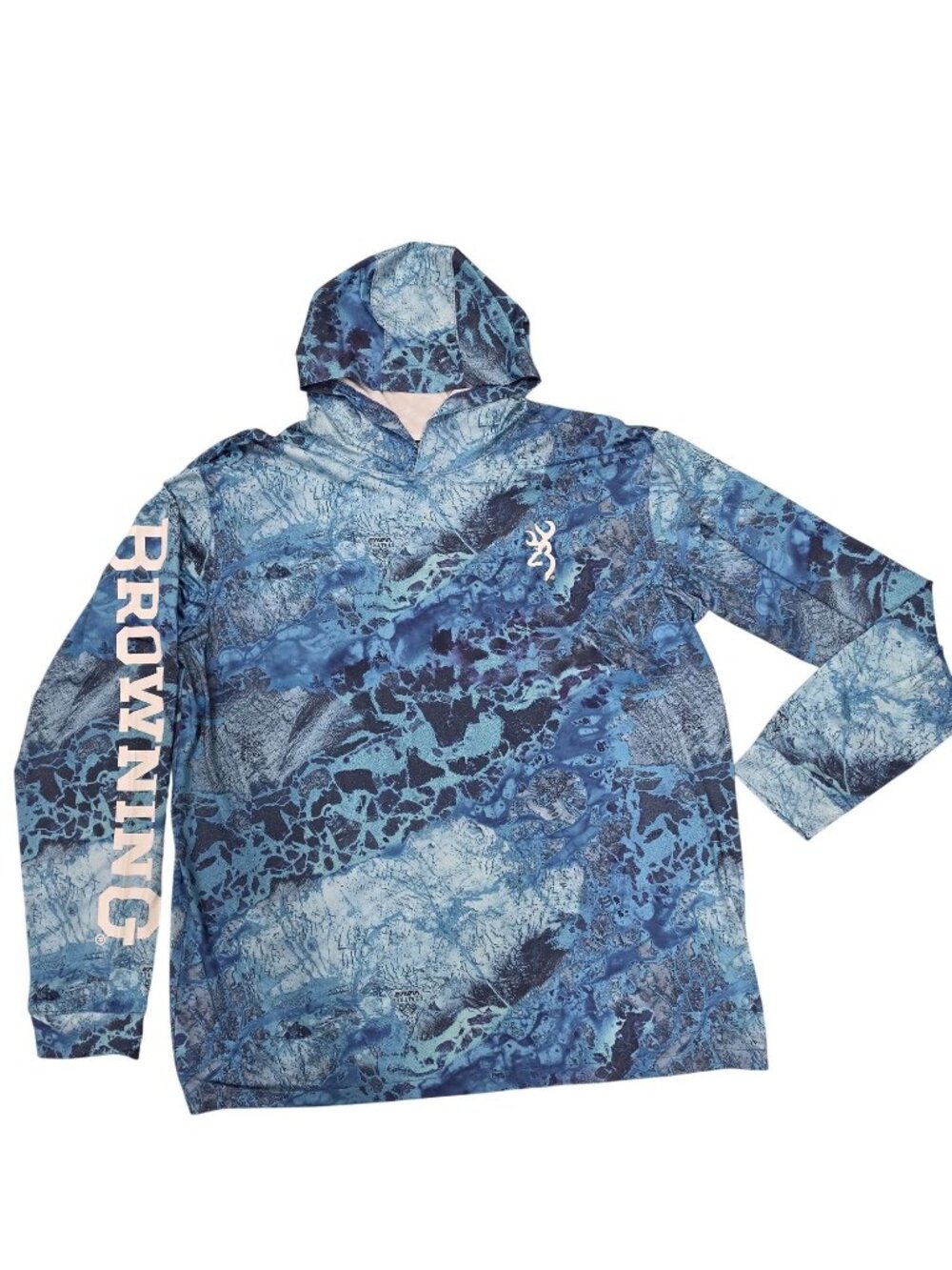 Browning Mens Blue realtree Camo Long Sleeve Hoodie XXL fishing boating light